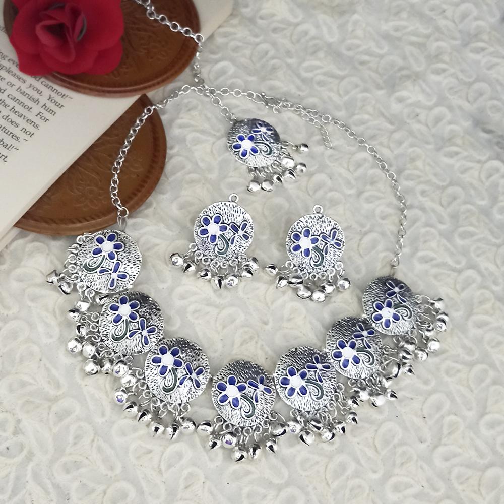 Necklace Maang Tikka Blue Maang Tikka Sky Blue Kundan Necklace Set