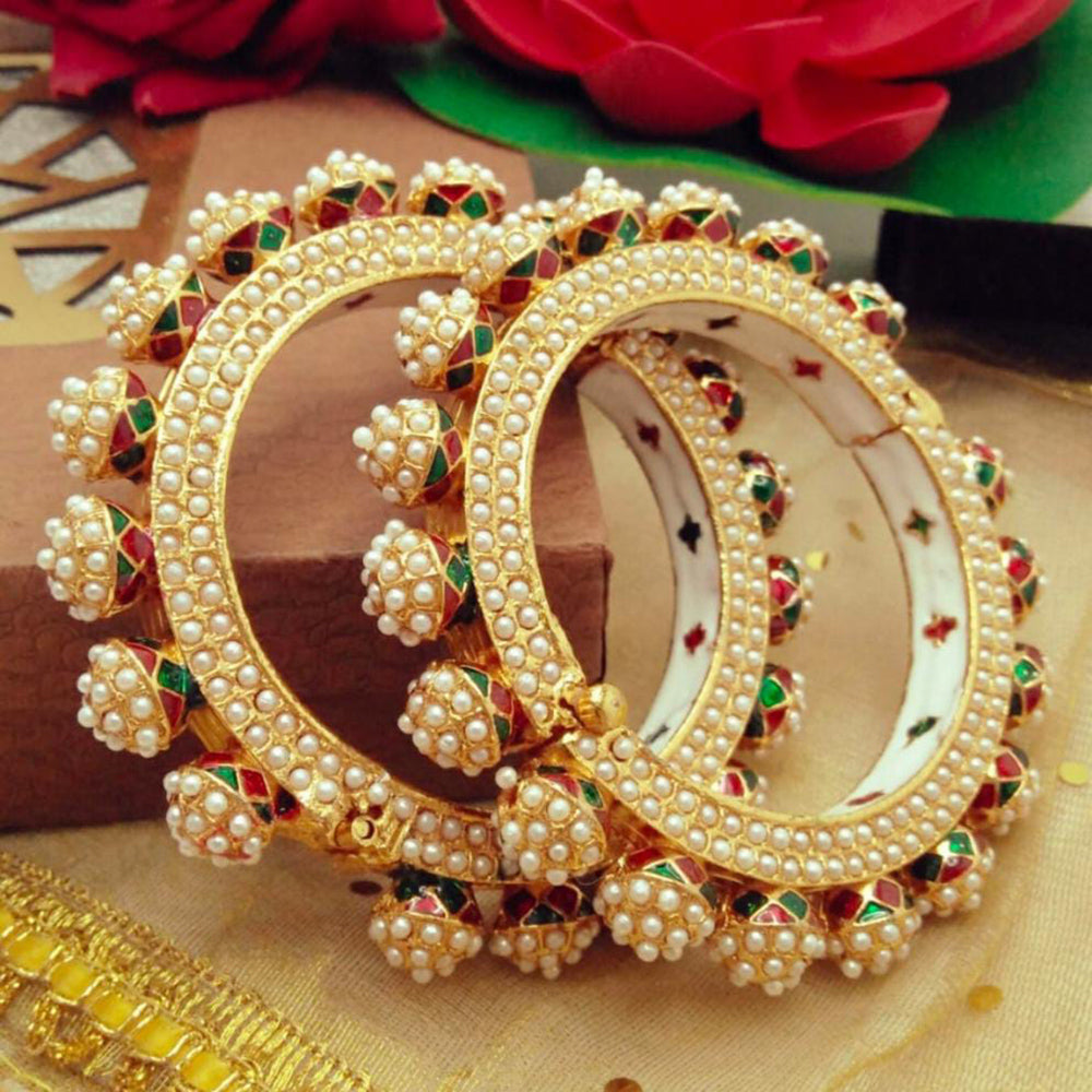 Everlasting Quality Jewels Gold Plated Meenakari & Pearl Bangle Sets