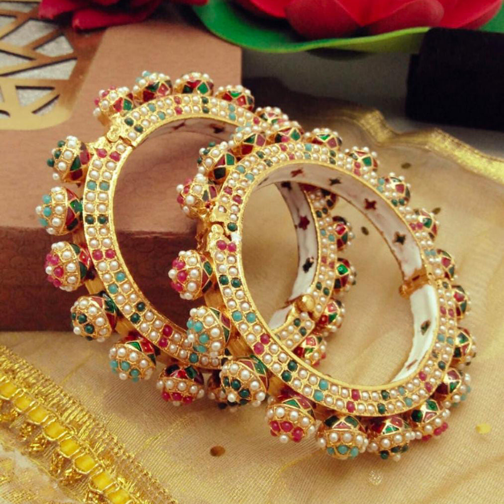 Everlasting Quality Jewels Gold Plated Pota Stone Bangle Sets