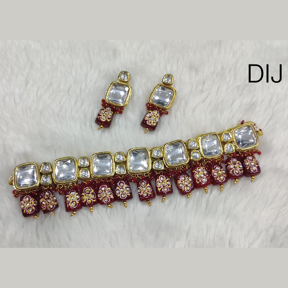 Everlasting Quality Jewels Kundan Stone & Beads Choker Necklace Set