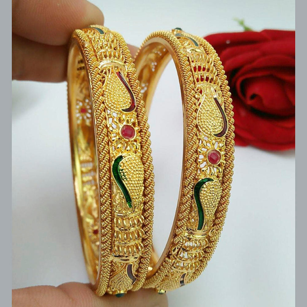 Everlasting Quality Jewels 1 Gram Brass with Meenakari Bangles Set