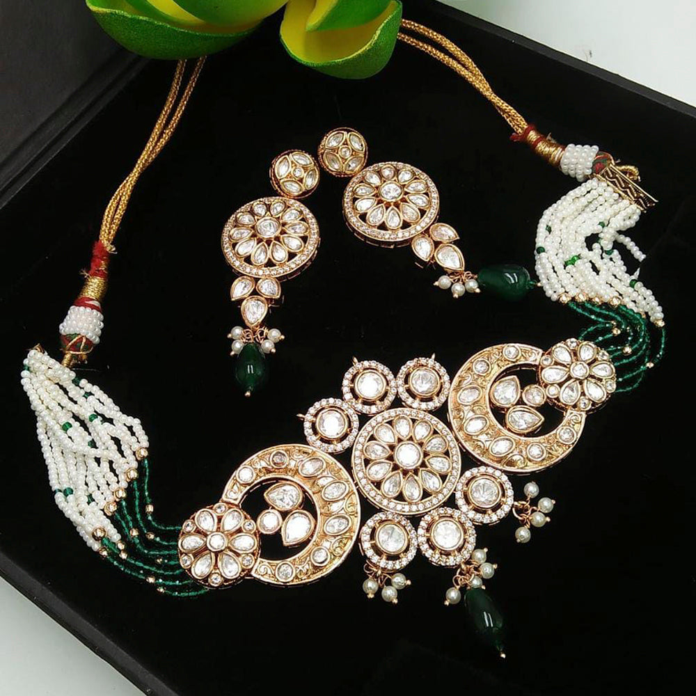Everlasting Quality Jewels Gold Plated Kundan Stone Choker Necklace Set