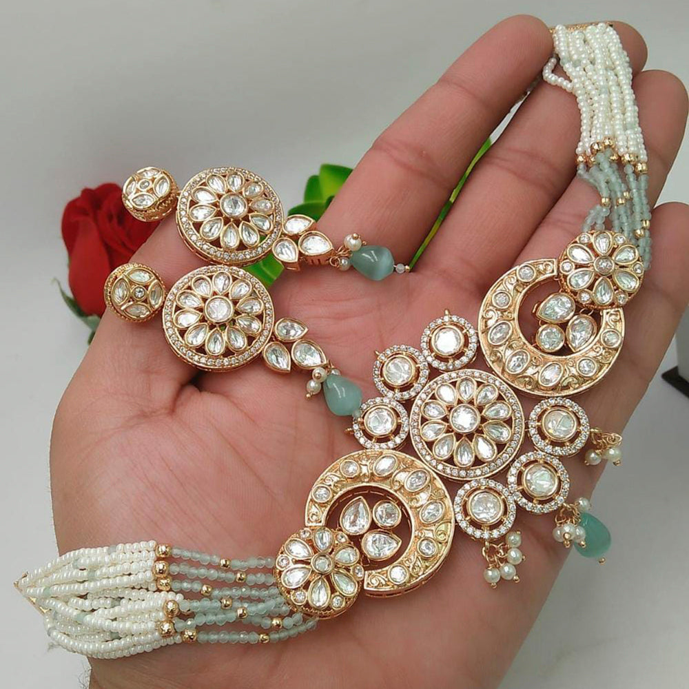Everlasting Quality Jewels Gold Plated Kundan Stone Choker Necklace Set