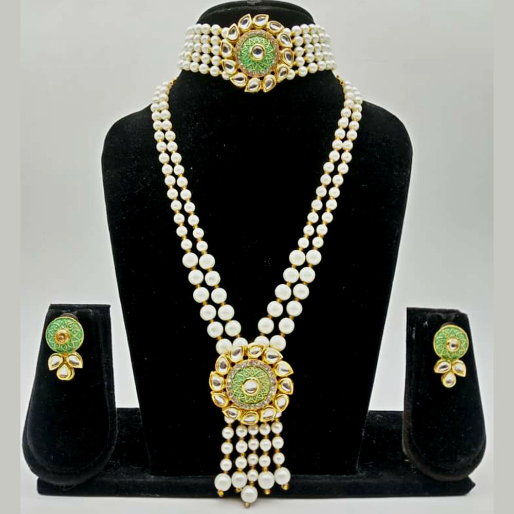 Everlasting Quality Jewels Gold Plated kundan Double Necklace Set