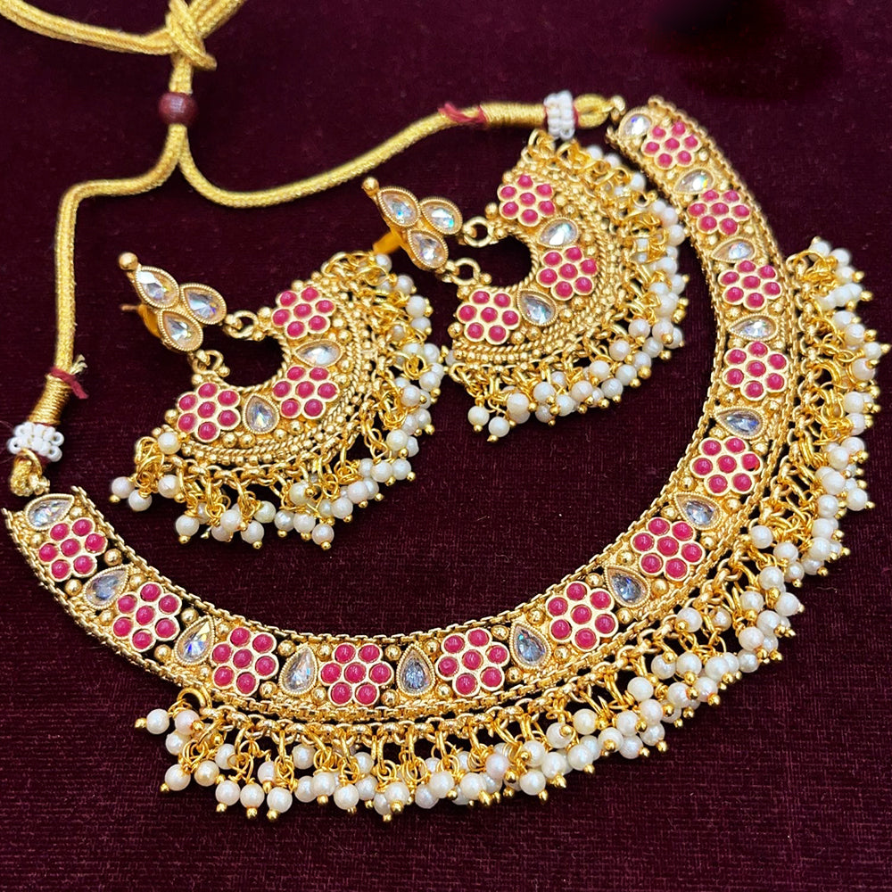 Everlasting Quality Jewels Gold Plated Pota Stone Necklace Set