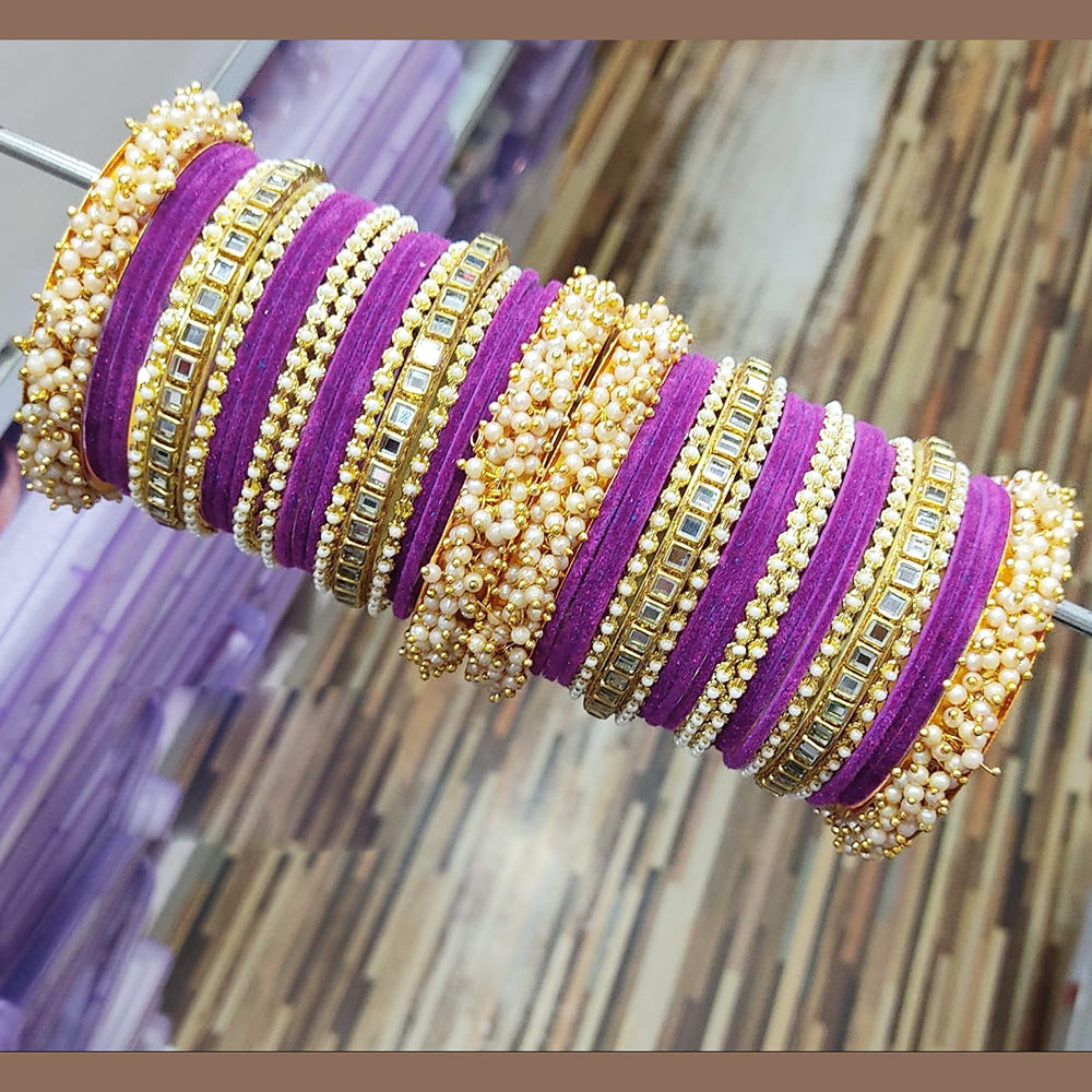 everlasting quality jewels velvet And Pearl Bangles Set