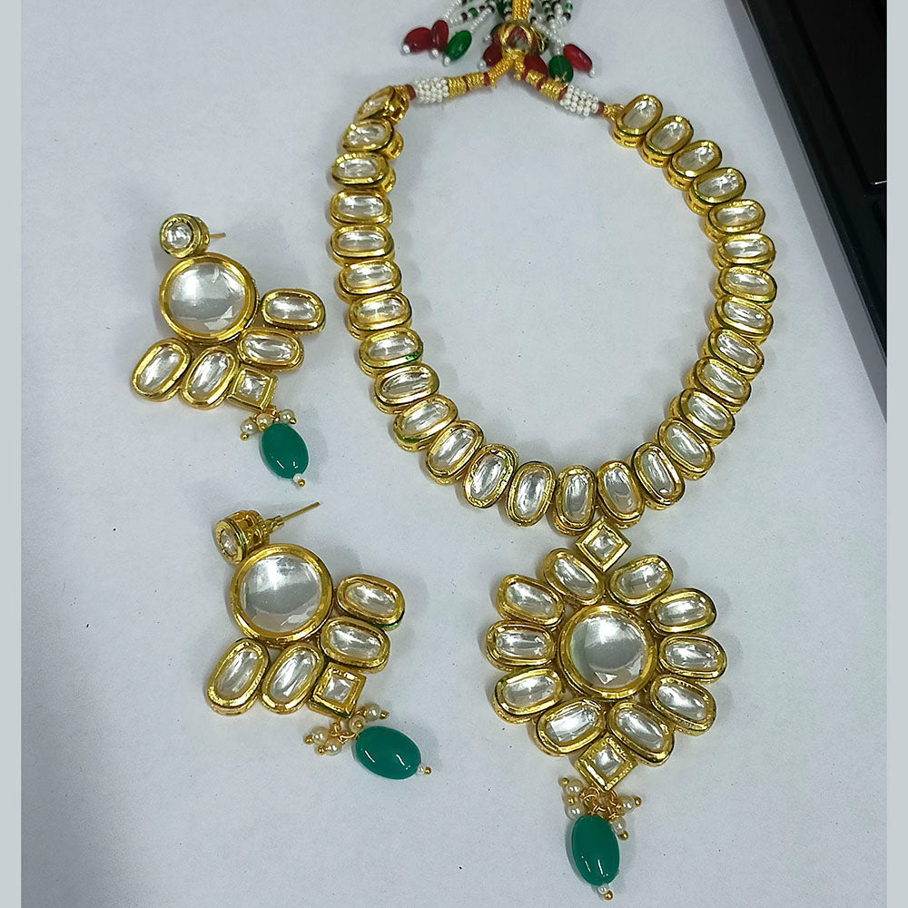 Bhavi Jewels Kundan Stone Gold Plated Necklace Set