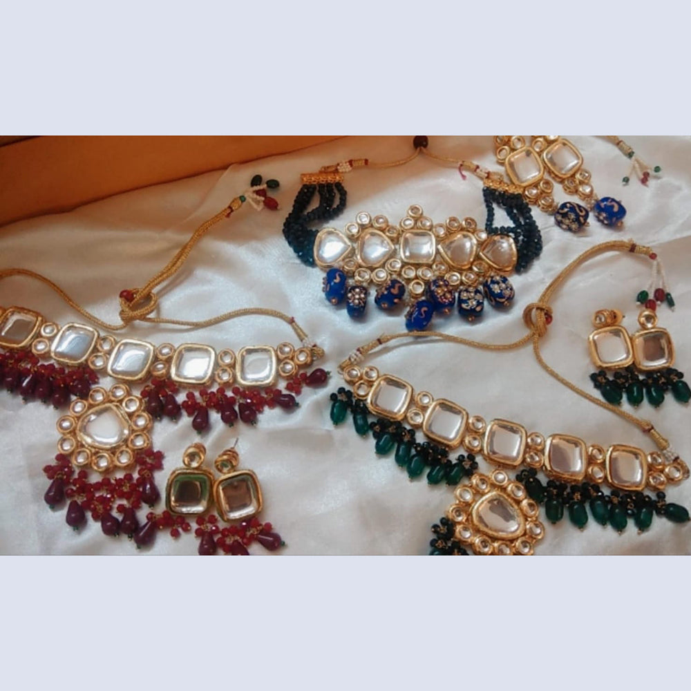 Sanshray Gold Plated Kundan Choker Necklace Set