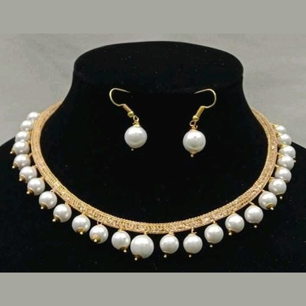 Choker Necklace Set for women & girls, Party wear multi stone & pearl  beaded Round chokar necklace Jewellery Set with Maang Tikka & Earrings  (Pink and