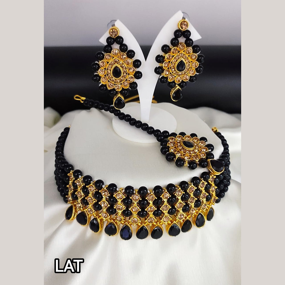 Bhavi Jewels Crystal Stone Gold Plated Necklace Set