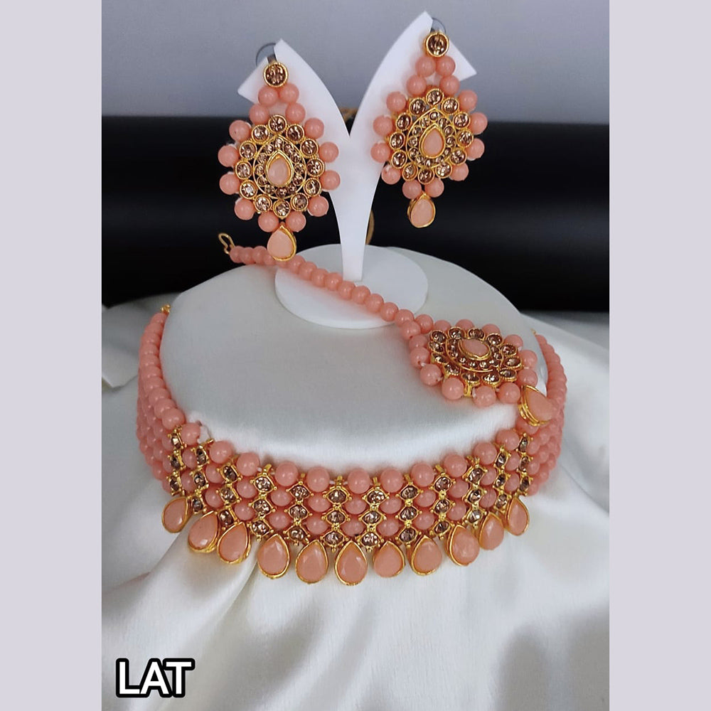 Bhavi Jewels Crystal Stone Gold Plated Necklace Set