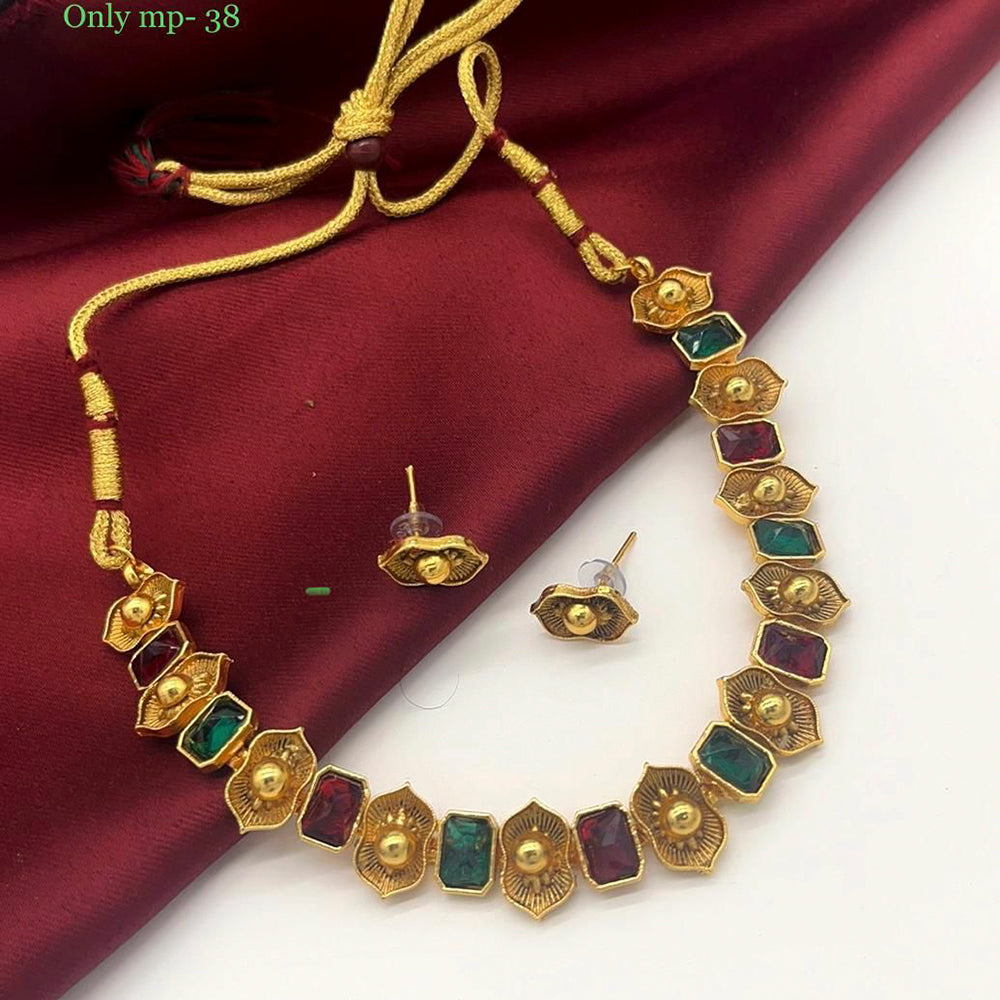 FS Collection Crystal Stone Gold Plated Choker Necklace Set