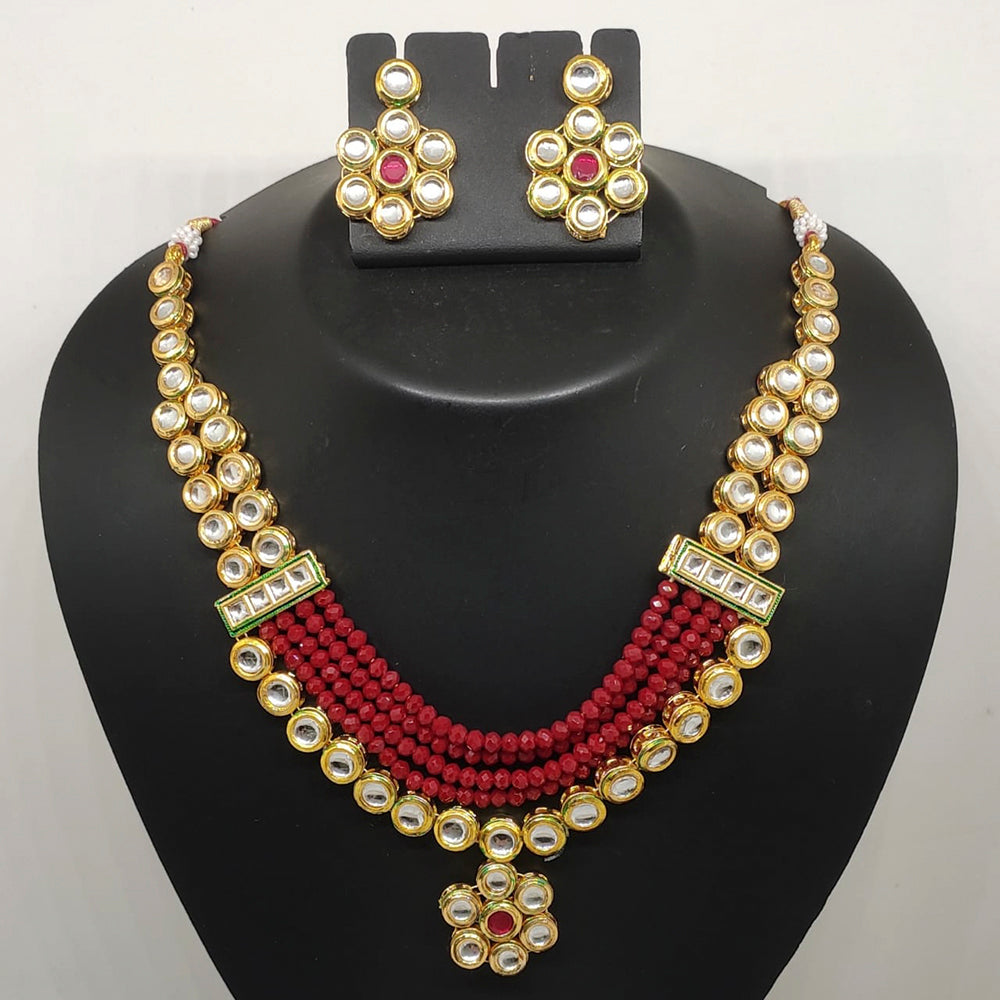 FS Collection Kundan Stone Gold Plated Choker Necklace Set