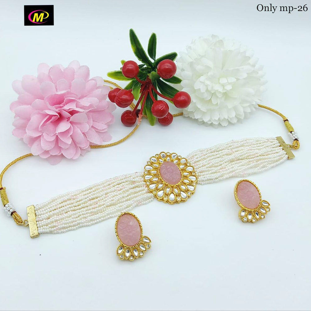 FS Collection Kundan Stone Gold Plated Choker Necklace Set
