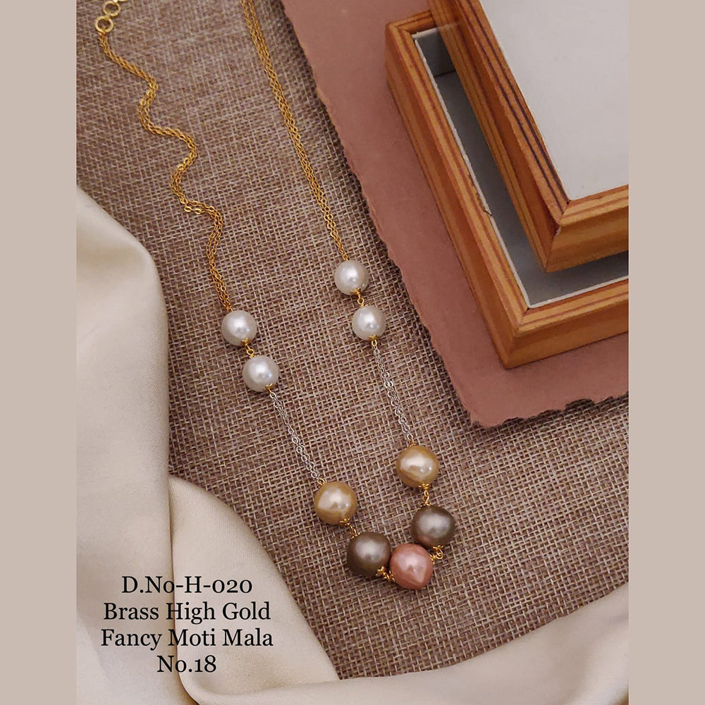 FS Collection Gold Plated Moti Mala Necklace