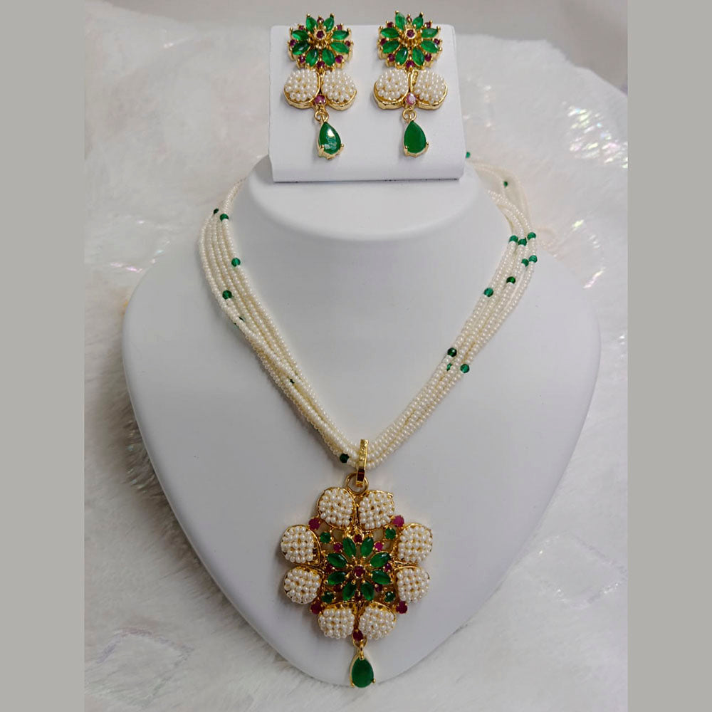 FS Collection Ad Stone Gold Plated Necklace Set
