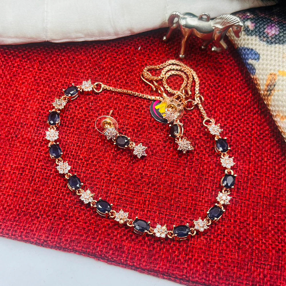 FS Collection Rose Gold Plated Austrian Stone Necklace Set
