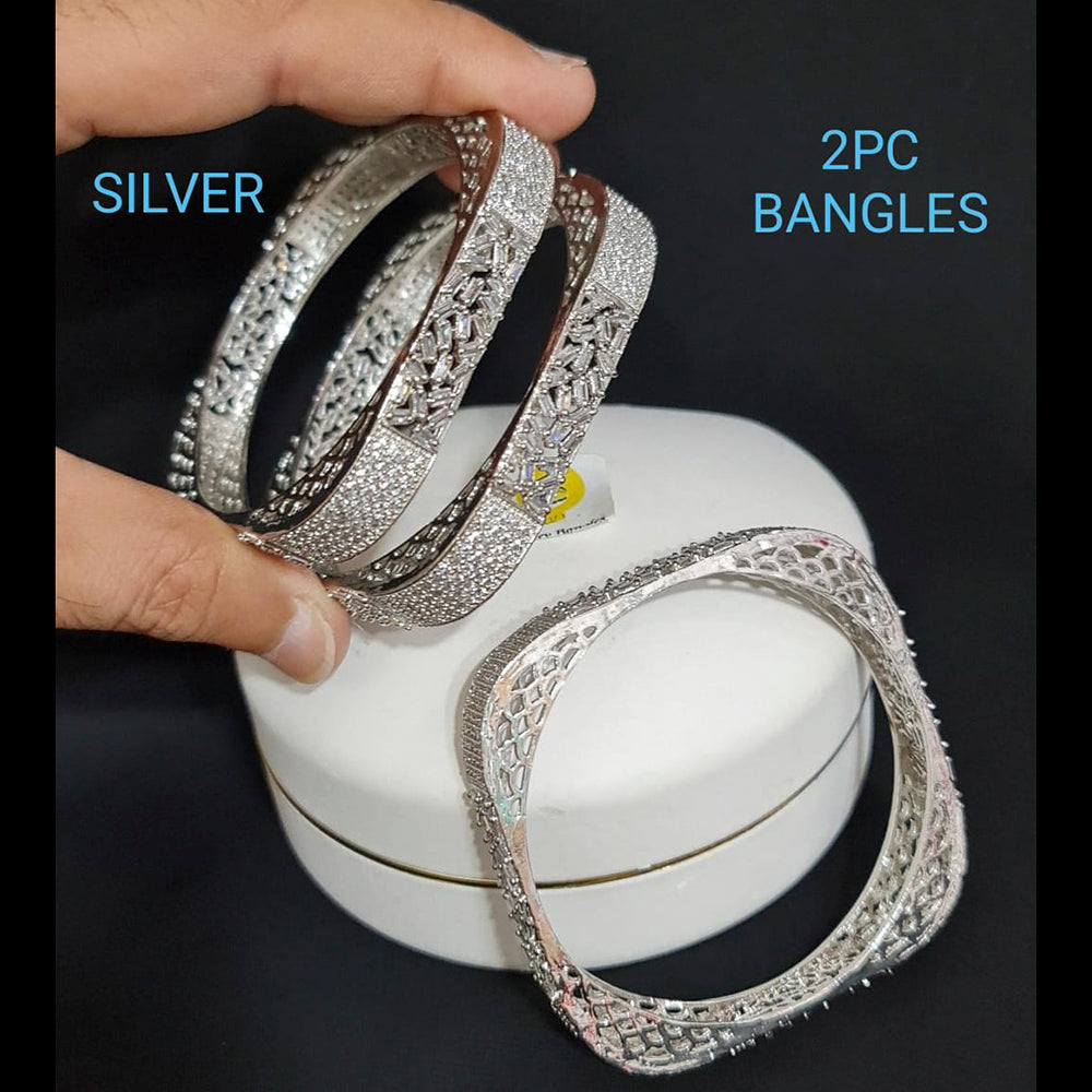 FS Collection Rose Gold Plated Ad Stone Bangles Set