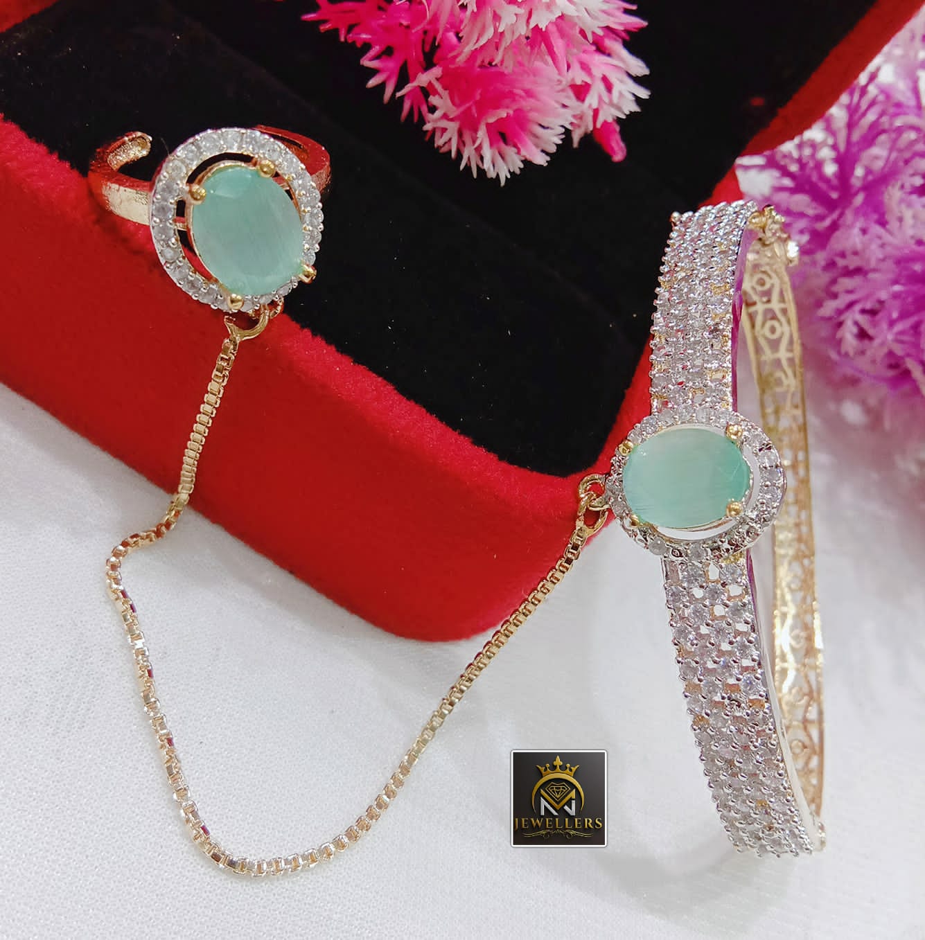 FS Collection AD Stone Chain Hand Panja