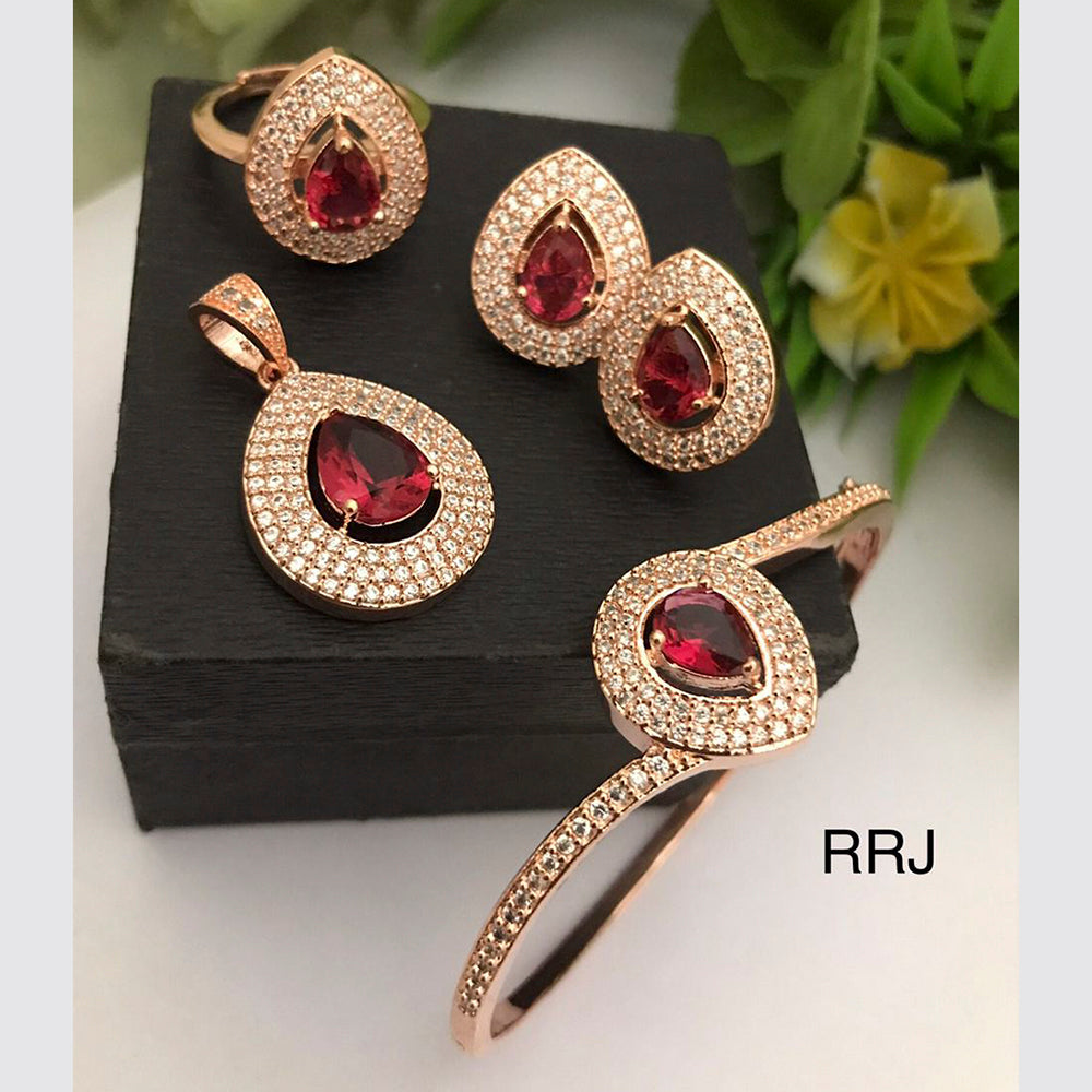 FS Collection Rose Gold Plated Jewellery Combo