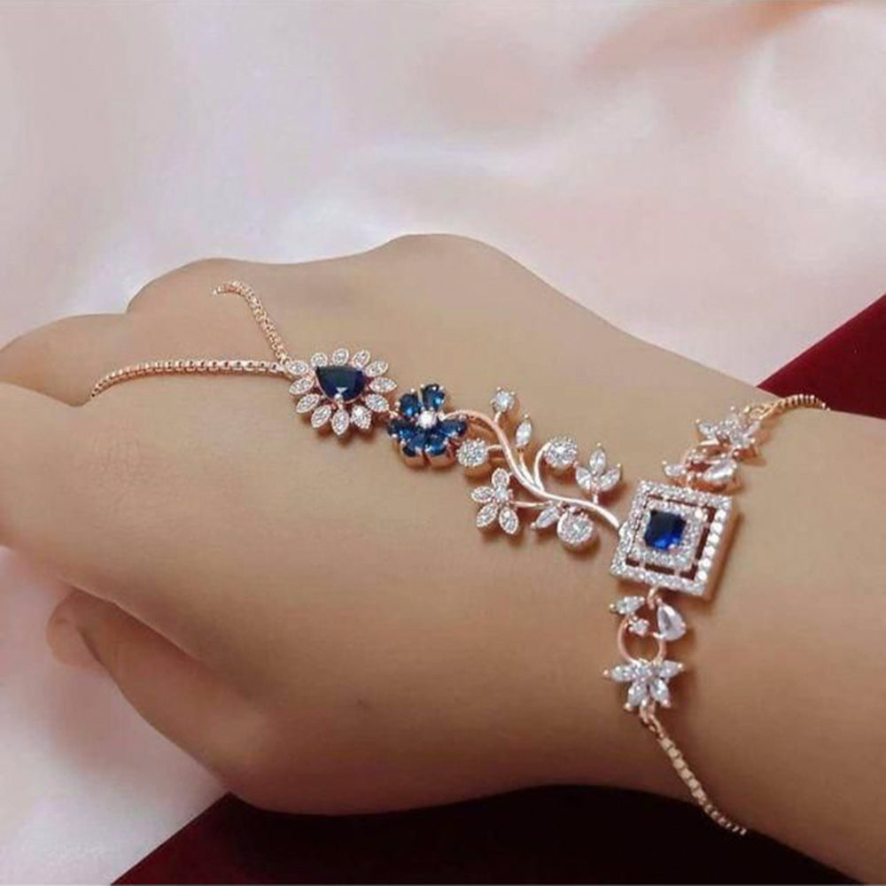 FS Collection Rose Gold Plated AD Stone Hand Harness
