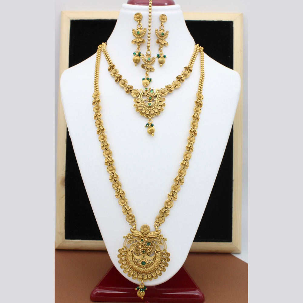 FS Collection Gold Plated Pota Stone Bridal Set
