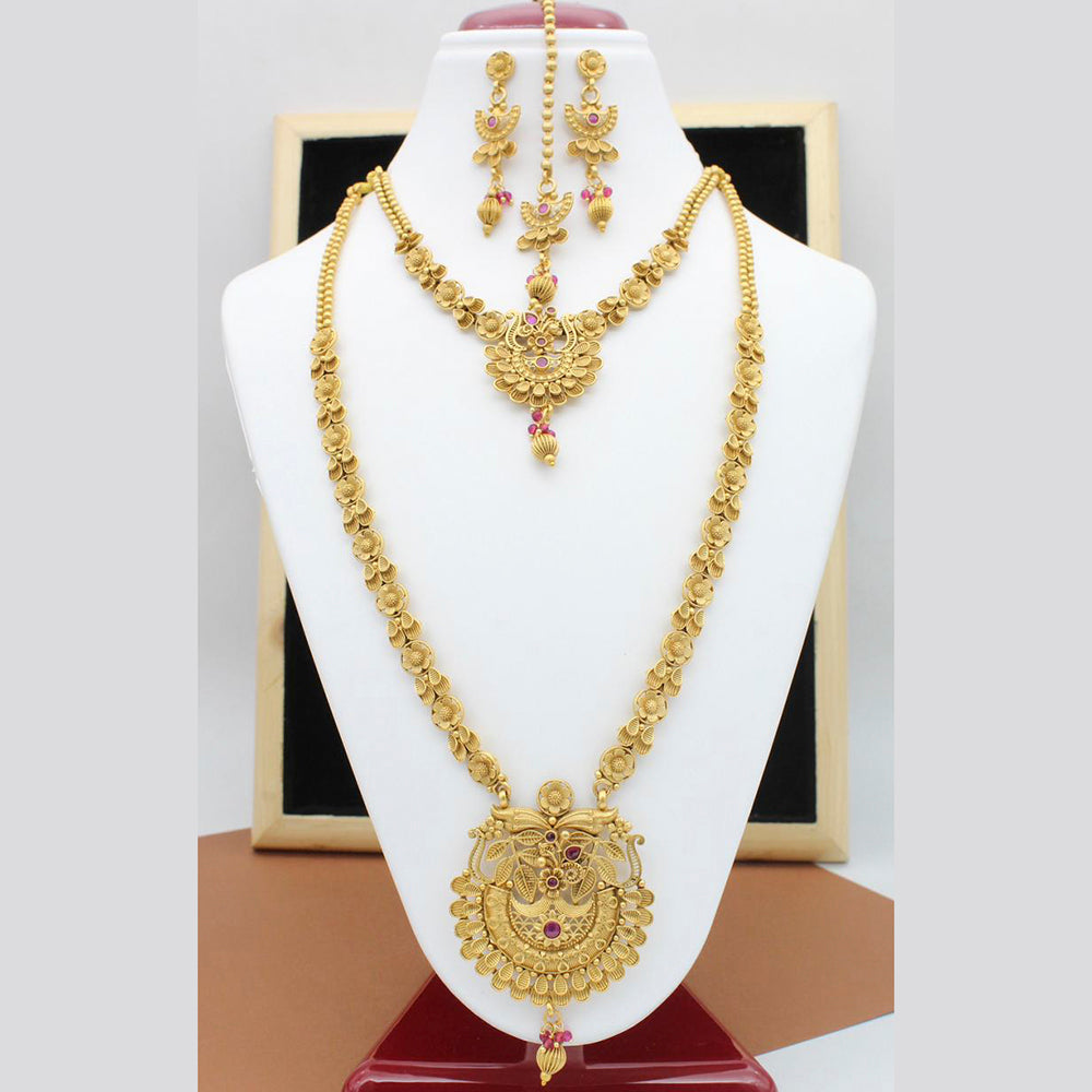 FS Collection Gold Plated Pota Stone Bridal Set