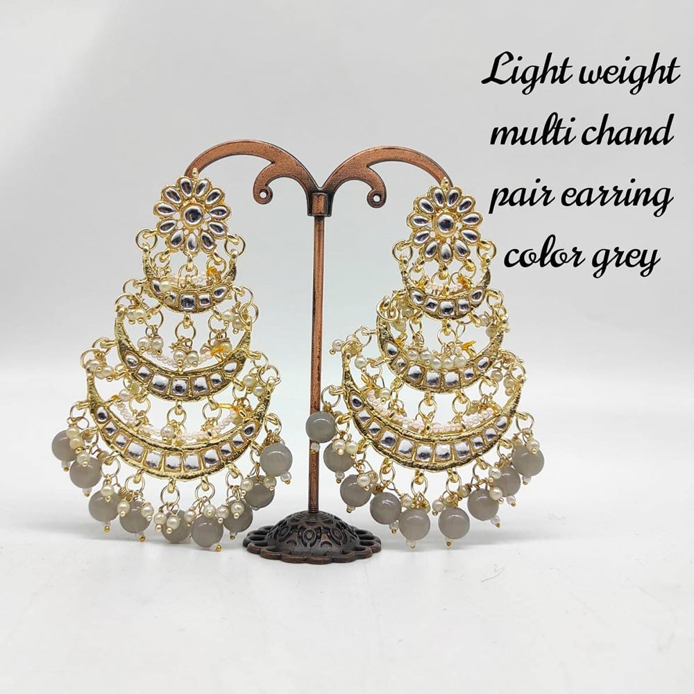 FS Collection Gold Plated Kundan Stone & Baeds Dangler Earrings