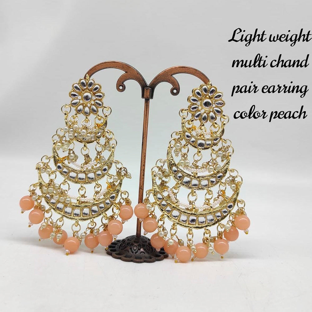 FS Collection Gold Plated Kundan Stone & Baeds Dangler Earrings