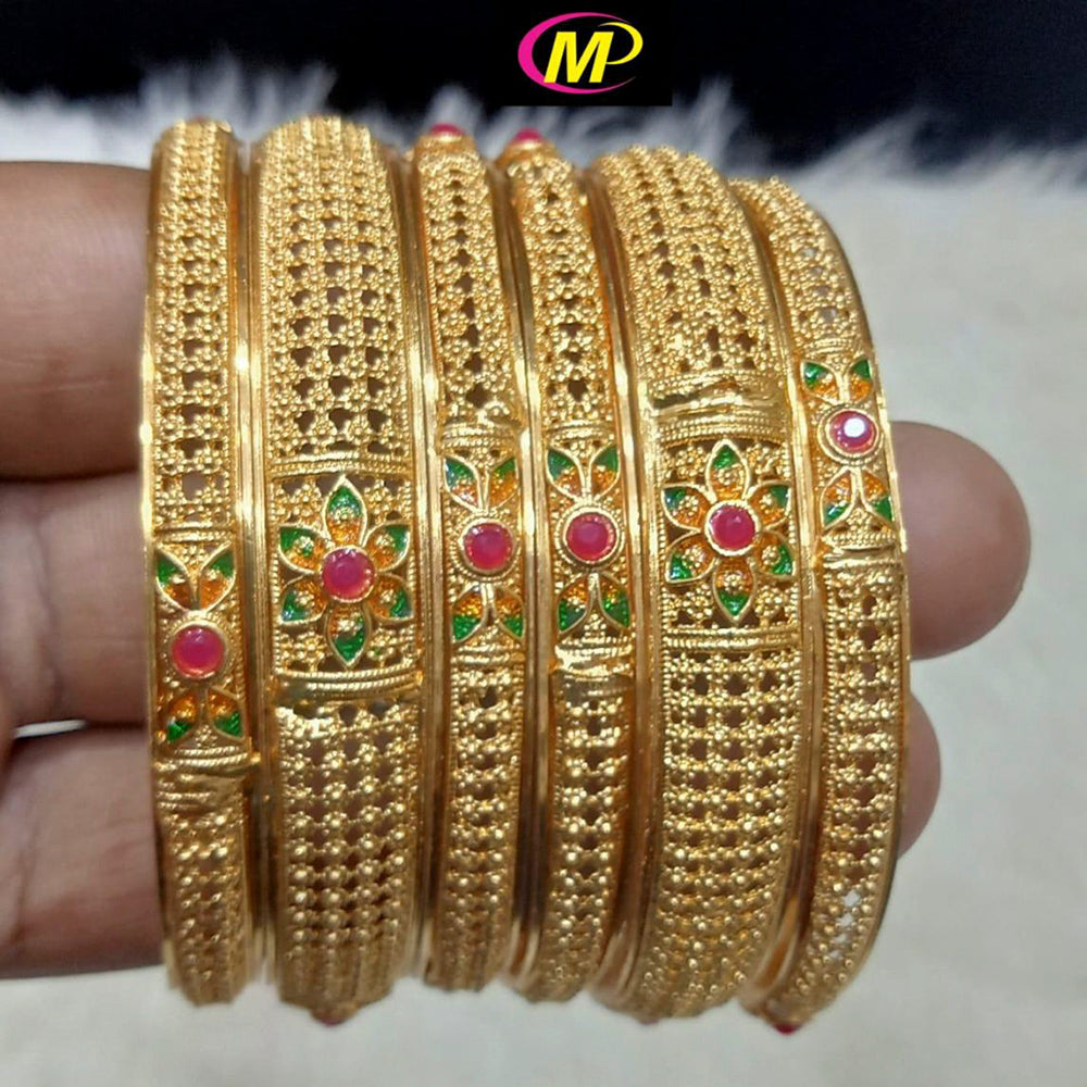 FS Collection Gold Plated Pota Stone Bangles