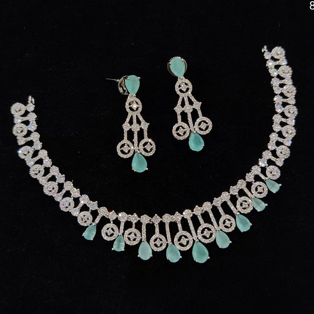 FS Collection Silver Plated AD Stone Necklace Set