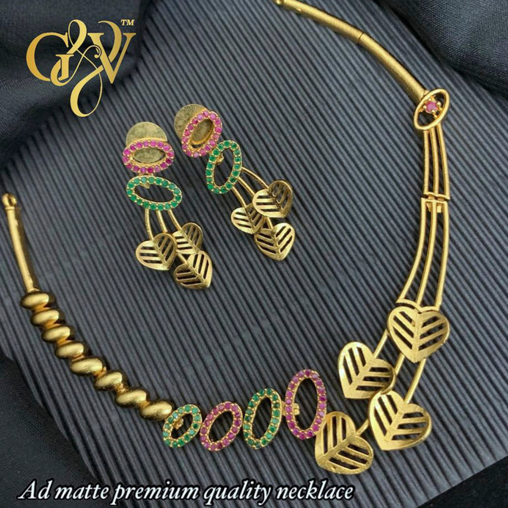 FS Collection Gold Plated AD Stone Necklace
