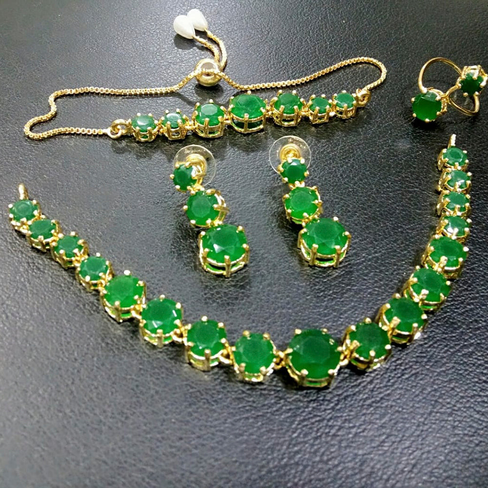 FS Collection Gold Plated Crystal Stone Jewellery Combo