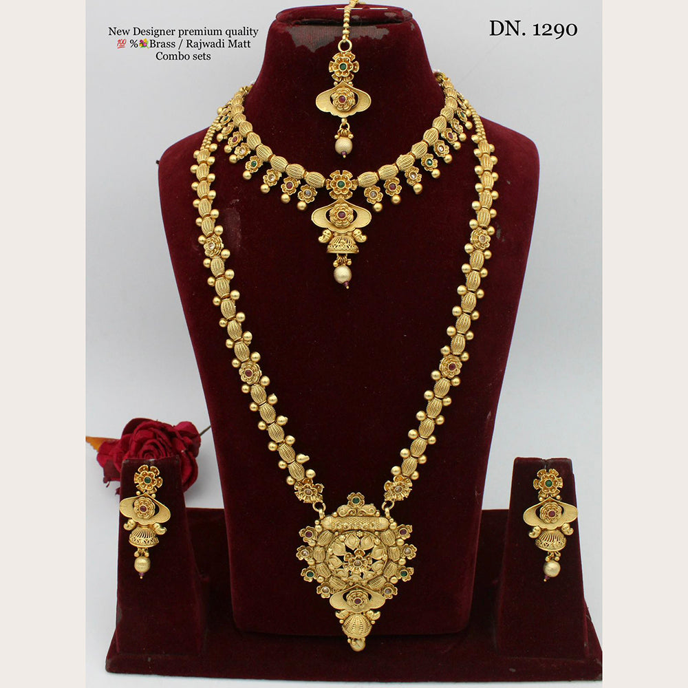 FS Collection Gold Plated Pota Stone Bridal Set