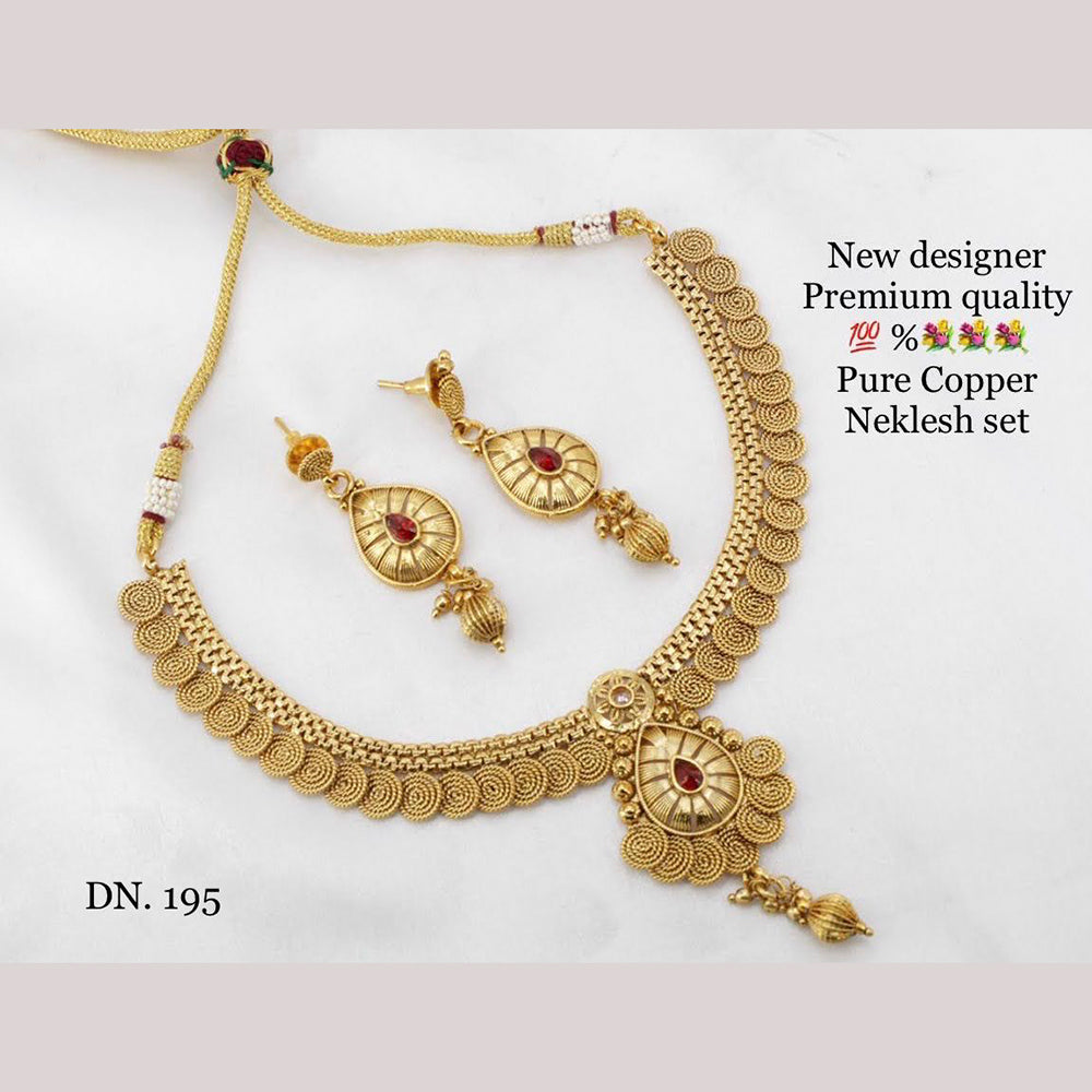 FS Collection Copper Gold Plated Pota Stone Necklace Set
