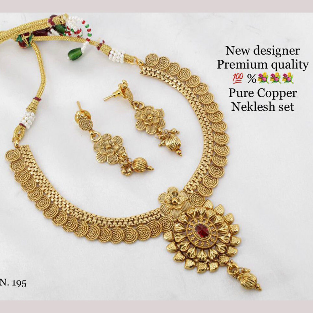 FS Collection Copper Gold Plated Pota Stone Necklace Set