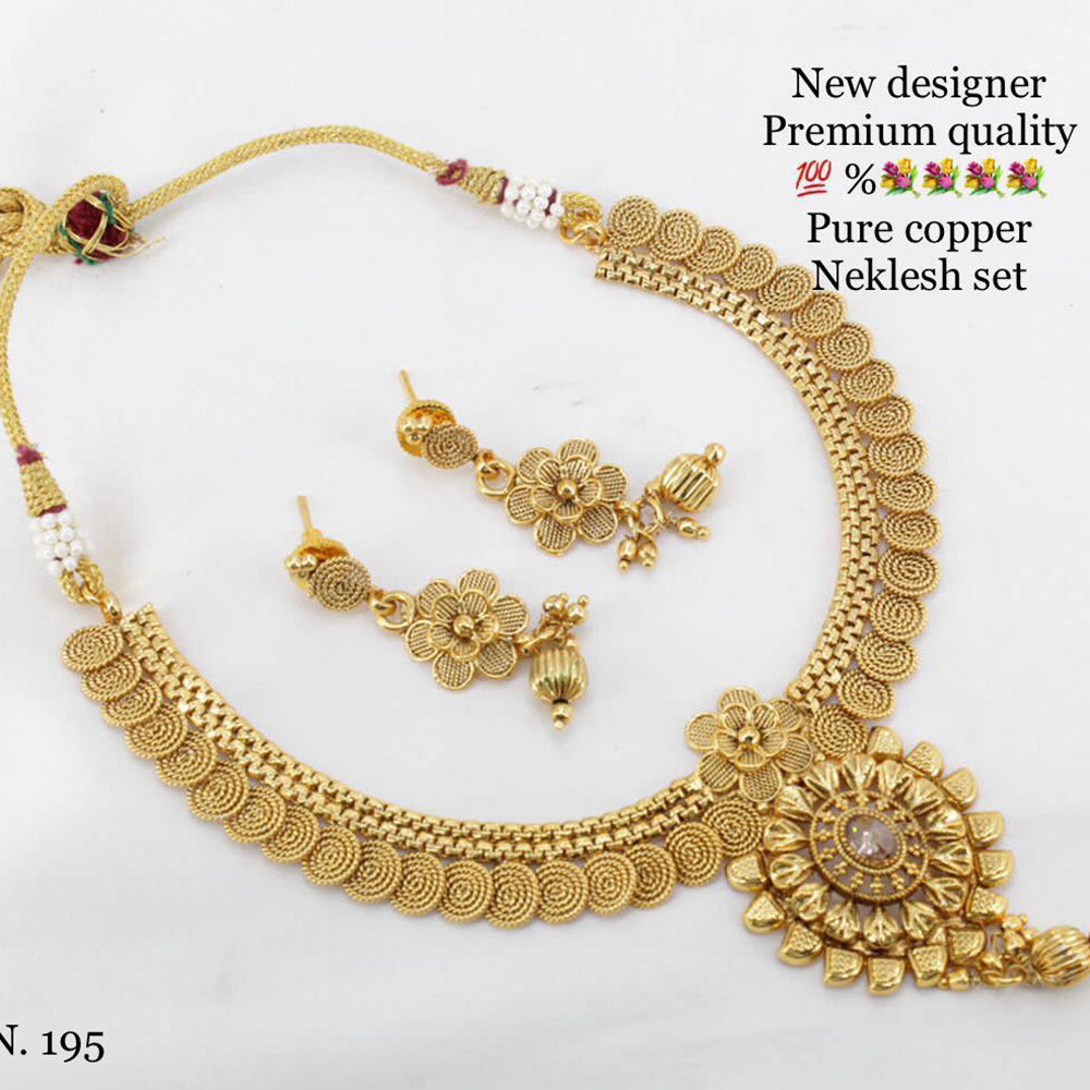 FS Collection Copper Gold Plated Pota Stone Necklace Set