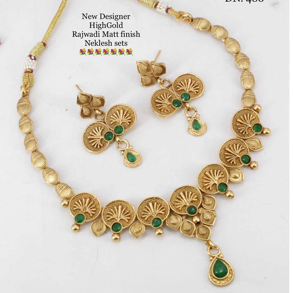 FS Collection Gold Plated Pota Stone Necklace Set