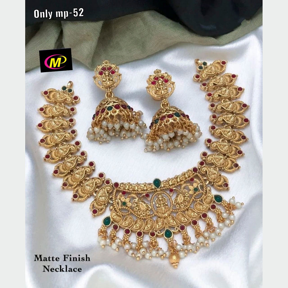 FS Collection Gold Plated Pota Stone Choker Necklace Set