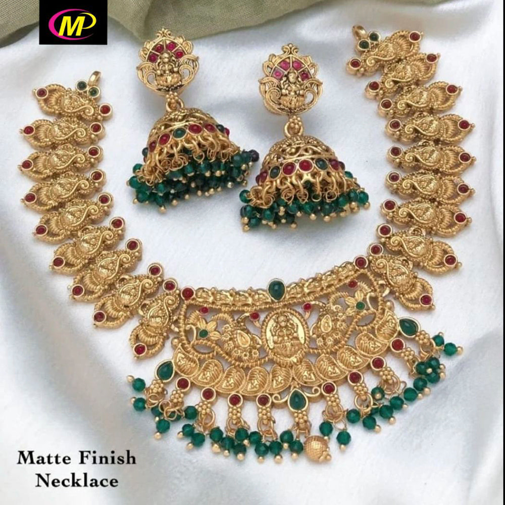 FS Collection Gold Plated Pota Stone Choker Necklace Set