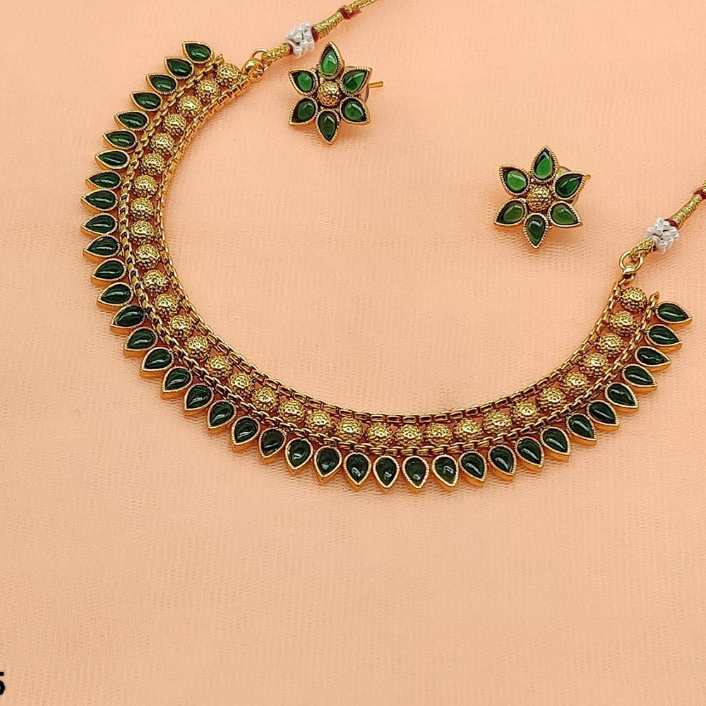FS Collection Gold Plated Pota Stone Necklace Set