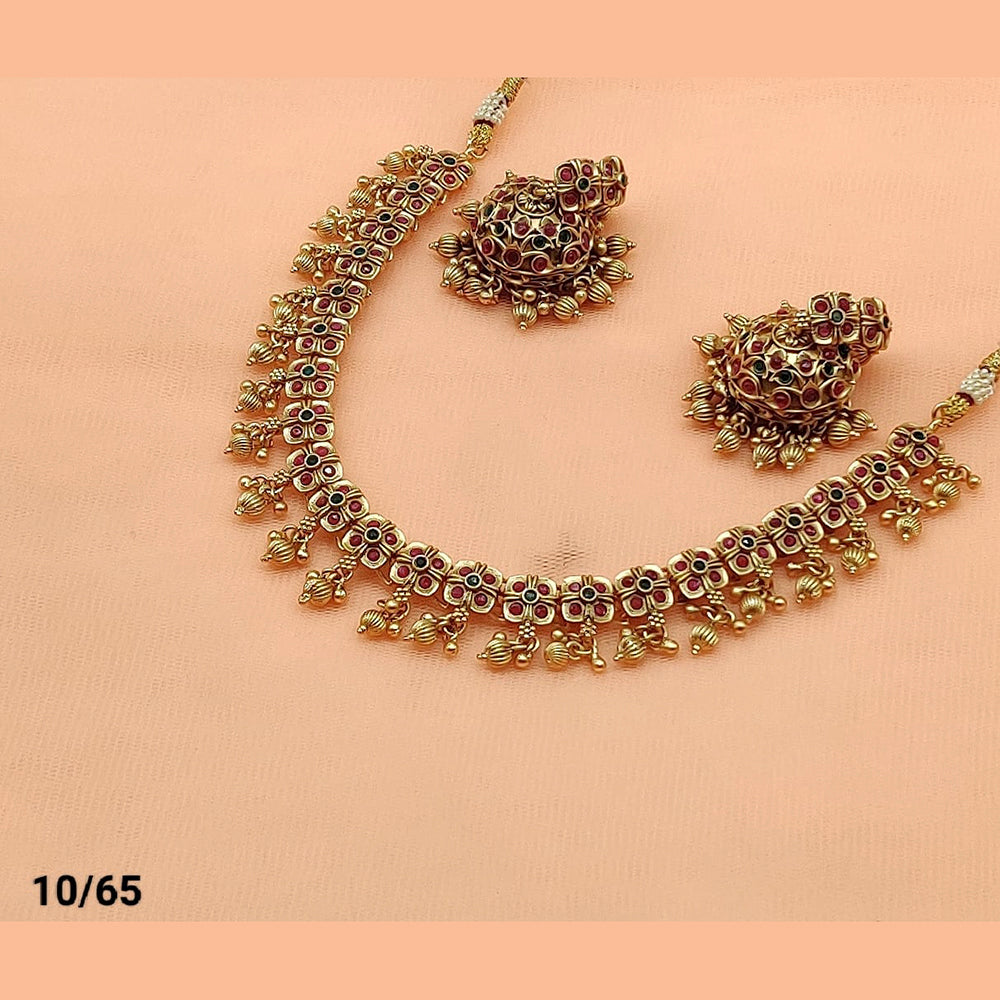 FS Collection Gold Plated Pota Stone Necklace Set