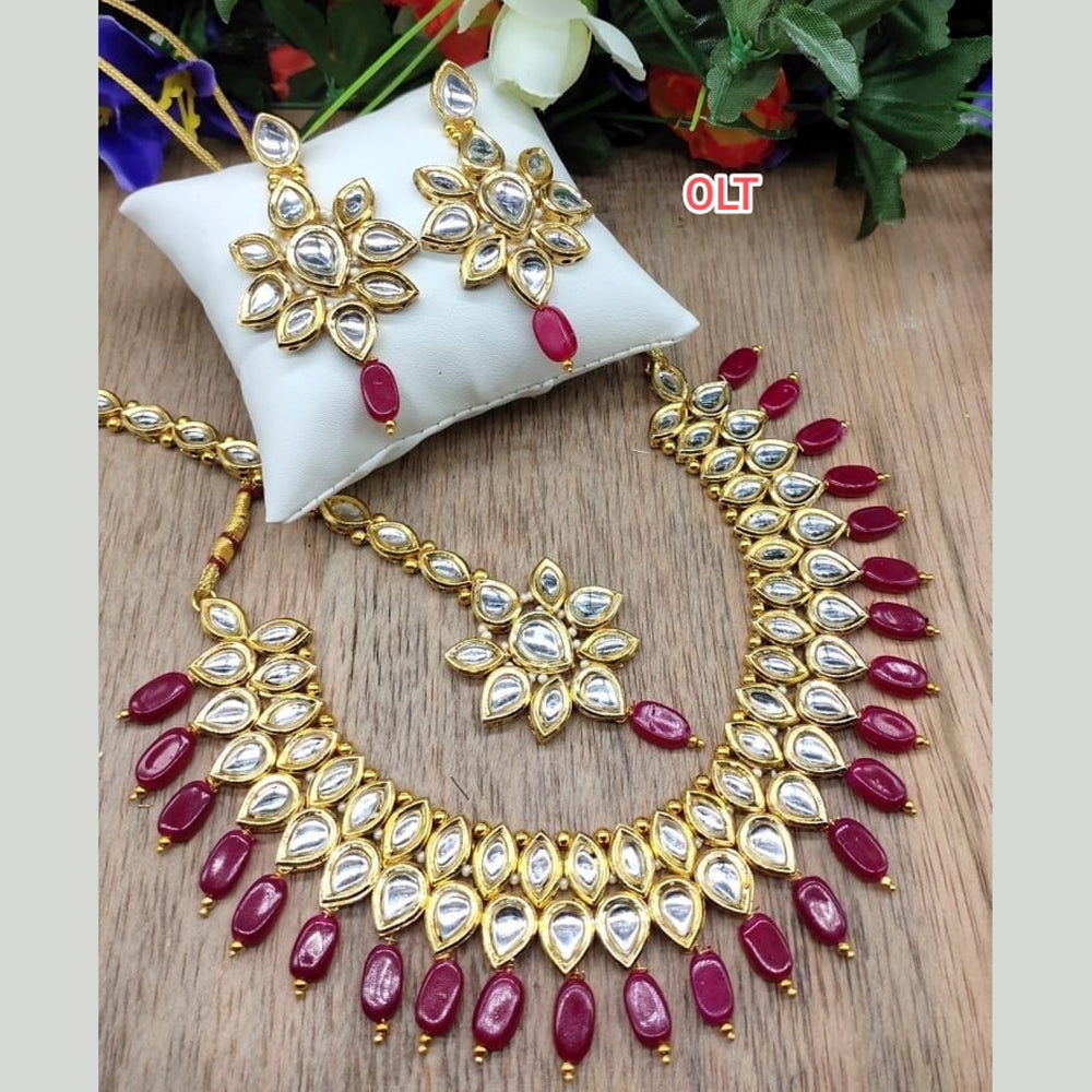 FS Collection Gold Plated Kundan Stone Choker Necklace Set