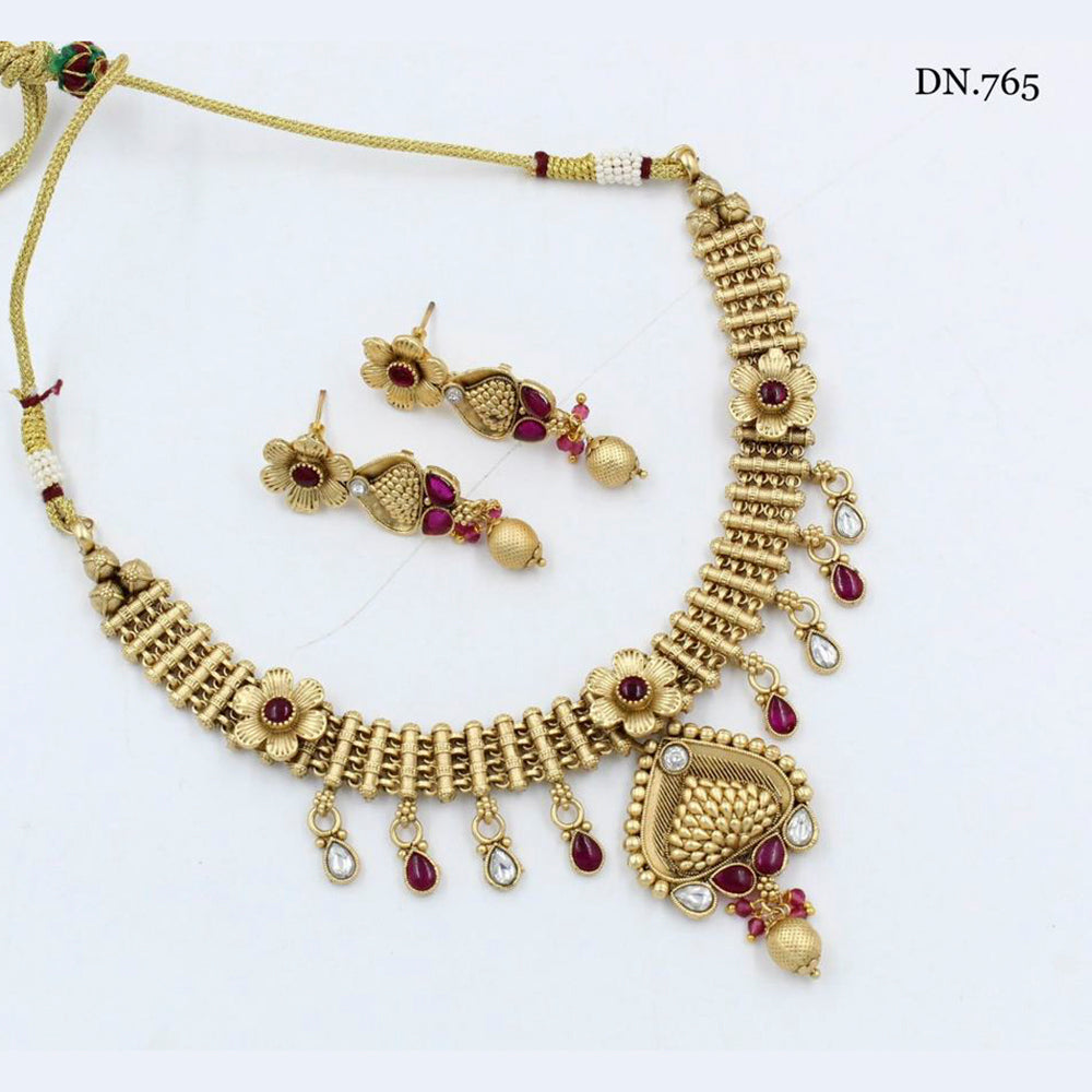FS Collection Gold Plated Pota Stone Necklace Set