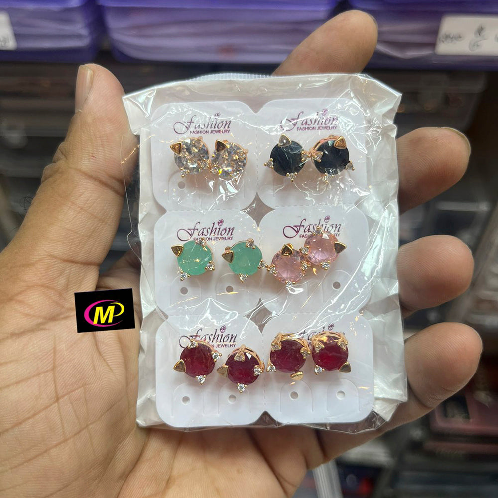 FS Collection Crystal Stone Stud Earrings