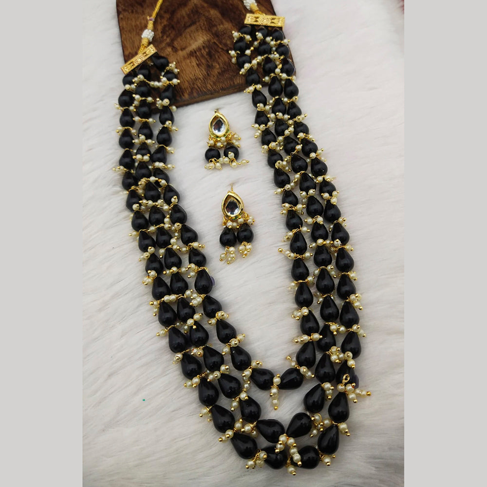 FS Collection Gold Plated 3 Line Beads Necklace Set
