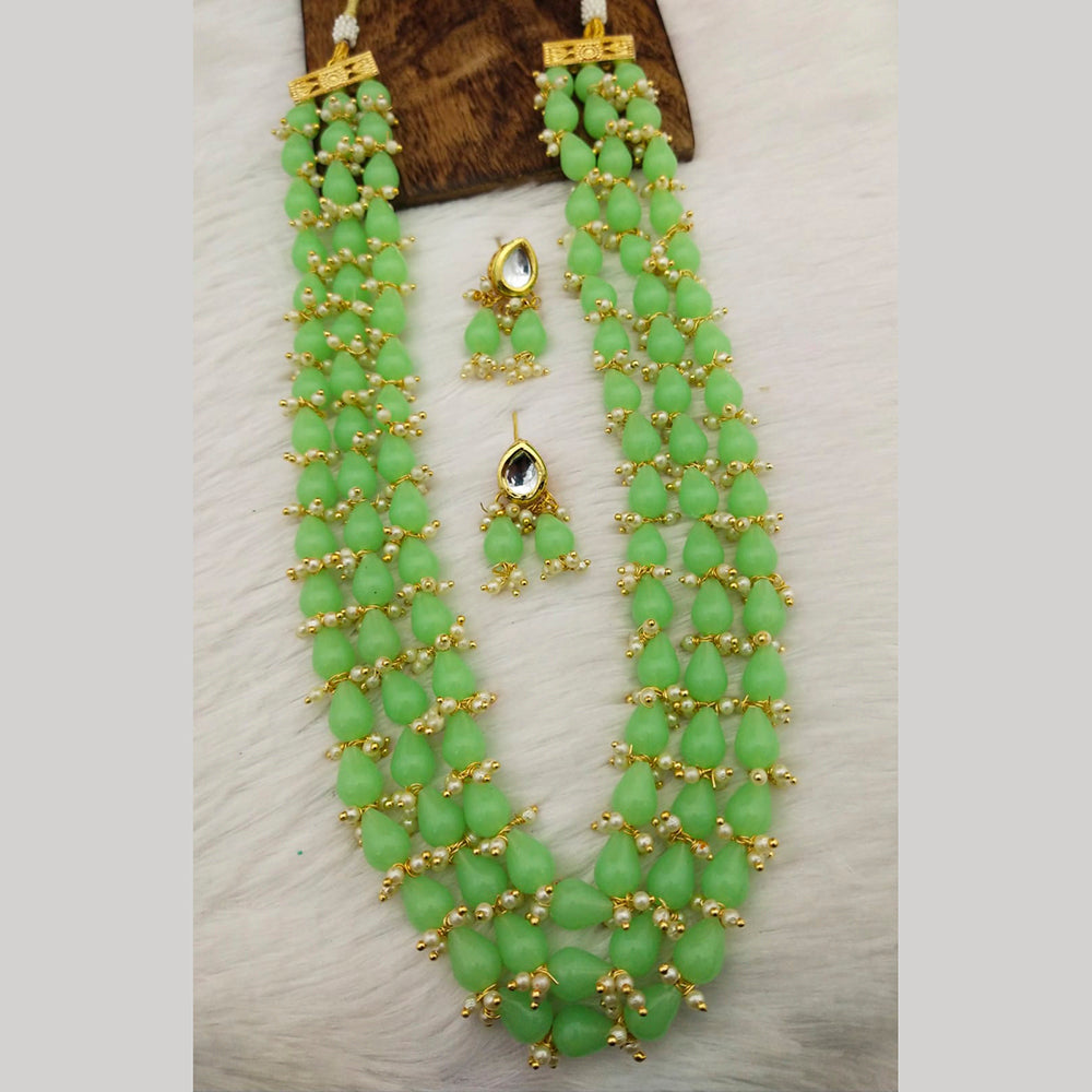 FS Collection Gold Plated 3 Line Beads Necklace Set