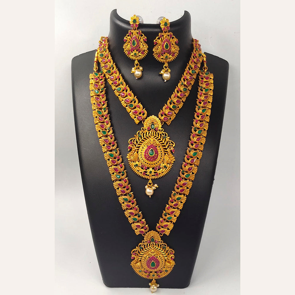 FS Collection Gold Plated Pota Stone Bridal Set
