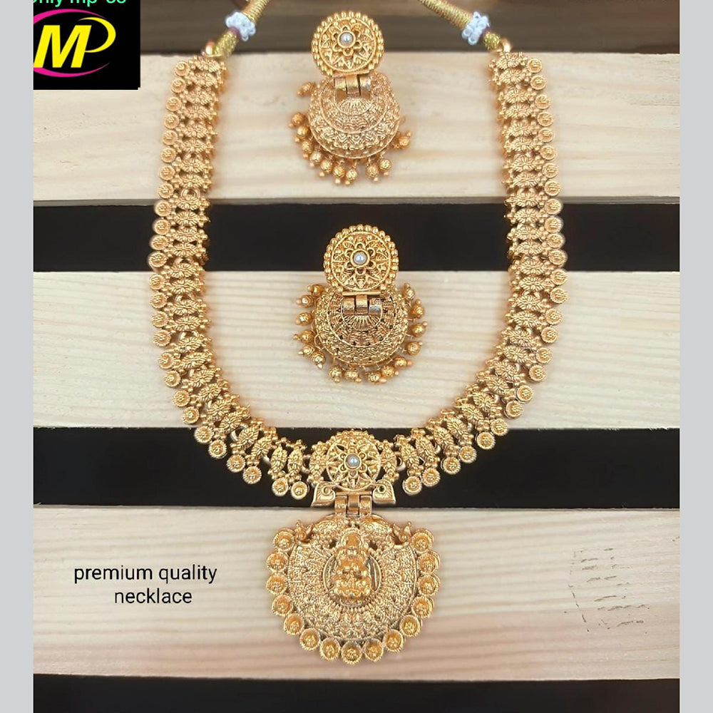 FS Collection Gold Plated Pota Stone Long Necklace Set