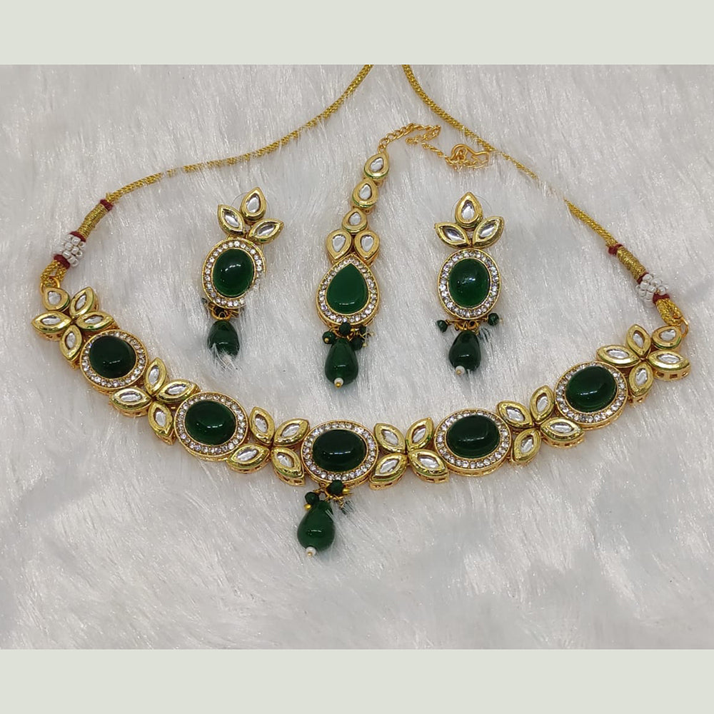 FS Collection Gold Plated Kundan Stone Choker Necklace Set